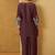 Coffee embroidered cotton blend co-ord set