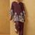 Coffee embroidered cotton blend co-ord set