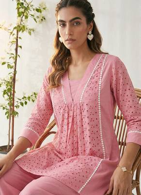Pink embroidered cotton co-ord set 4
