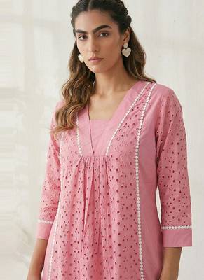 Pink embroidered cotton co-ord set 5