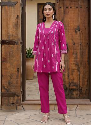 Pink printed cotton co-ord set 1
