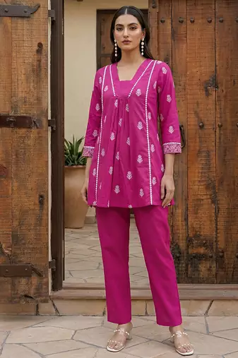 Pink printed cotton co-ord set