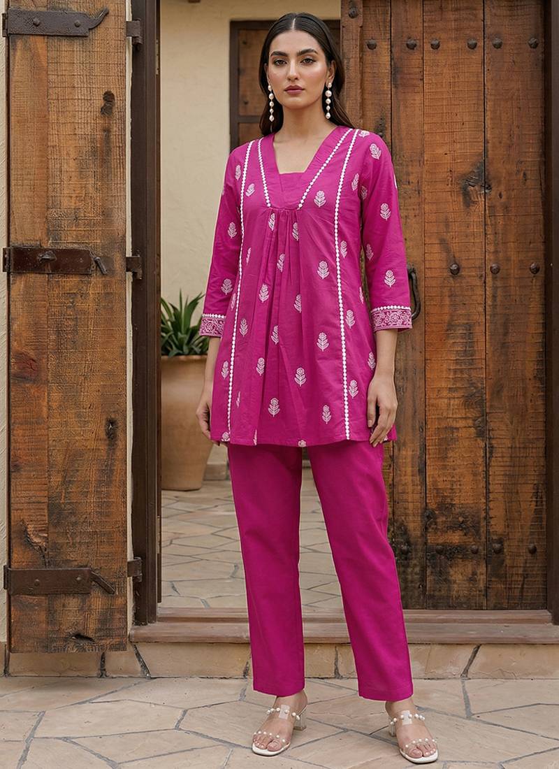 Pink printed cotton co-ord set