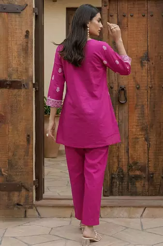Pink printed cotton co-ord set
