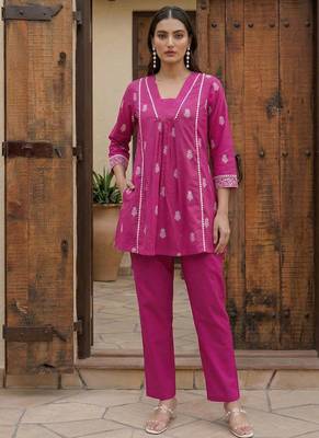 Pink printed cotton co-ord set 3