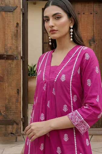 Pink printed cotton co-ord set
