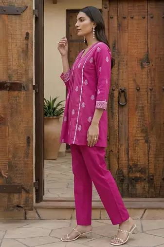 Pink printed cotton co-ord set