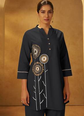 Black embroidered pure cotton co-ord set 5