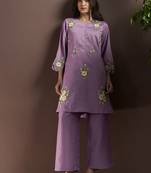 Lilac embroidered roman silk co-ord set