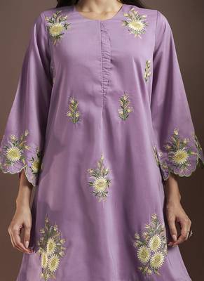 Lilac embroidered roman silk co-ord set 5