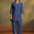 Dark blue embroidered schiffly cotton co-ord set