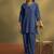 Dark blue embroidered schiffly cotton co-ord set