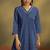 Dark blue embroidered schiffly cotton co-ord set