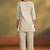 Cream embroidered schiffly cotton co-ord set
