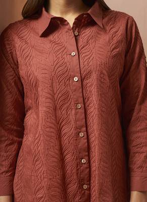 Rust embroidered cotton with cotton inner co-ord set 5