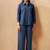 Navy blue embroidered cotton blend co-ord set