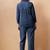 Navy blue embroidered cotton blend co-ord set