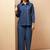 Navy blue embroidered cotton blend co-ord set