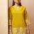 Mustard embroidered cotton blend co-ord set