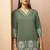 Green embroidered cotton blend co-ord set