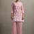Peach embroidered schiffly cotton blend co-ord set