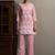 Peach embroidered schiffly cotton blend co-ord set