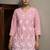 Peach embroidered schiffly cotton blend co-ord set