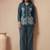 Navy blue embroidered cotton linen co-ord set