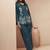Navy blue embroidered cotton linen co-ord set