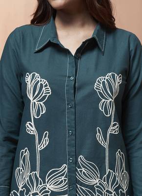 Navy blue embroidered cotton linen co-ord set 5