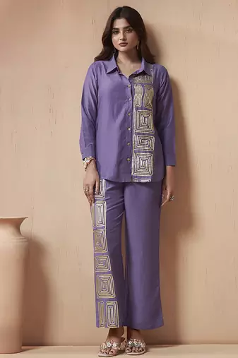 Levender gotta patti lace cotton blend co-ord set