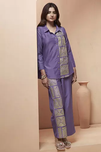 Levender gotta patti lace cotton blend co-ord set