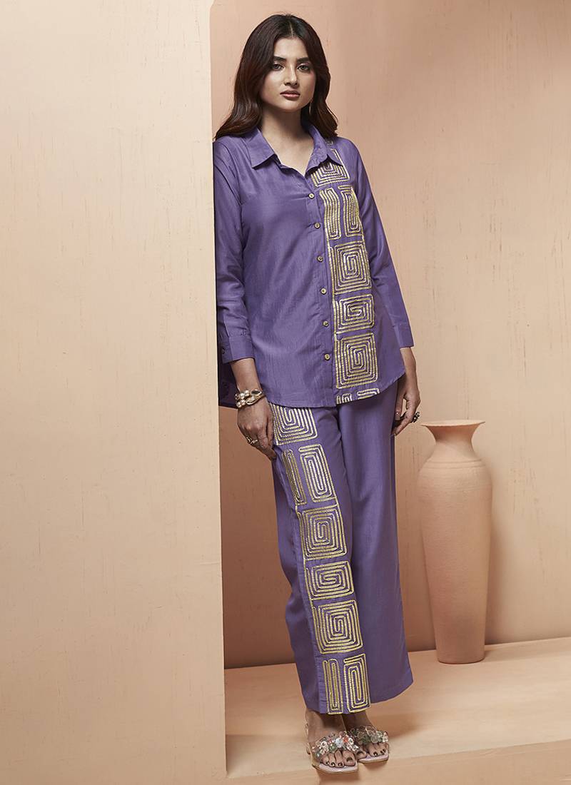 Levender gotta patti lace cotton blend co-ord set