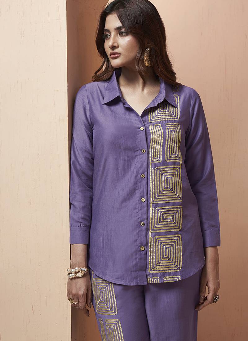 Levender gotta patti lace cotton blend co-ord set