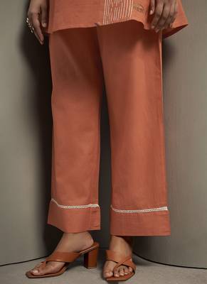 Orange embroidered cotton co-ord set 5