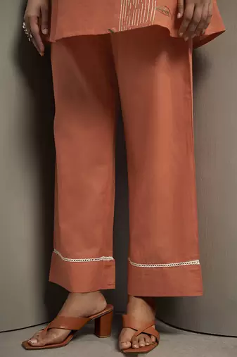 Orange embroidered cotton co-ord set