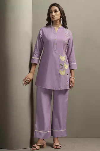 Orange embroidered cotton co-ord set