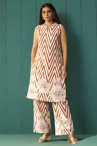White embroidered cotton co-ord set