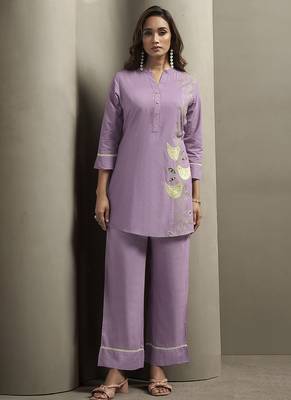 Orange embroidered cotton co-ord set 3