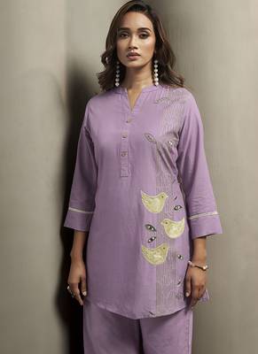 Orange embroidered cotton co-ord set 4