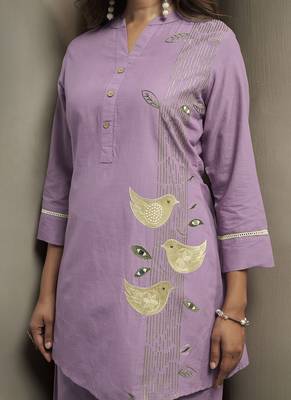 Orange embroidered cotton co-ord set 5