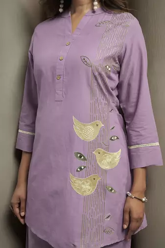 Orange embroidered cotton co-ord set