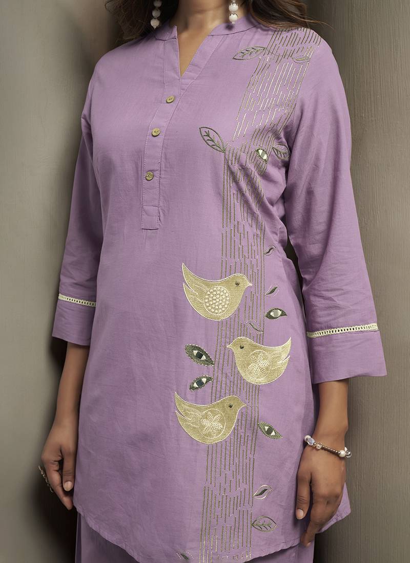 Orange embroidered cotton co-ord set