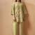 Green embroidered with mirror work cotton blend co-ord set