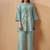 Green embroidered with mirror work cotton blend co-ord set