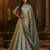 Turquoise Organza Lehenga with Intricate Zari & Sequin Embroidery