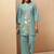 Green embroidered with mirror work cotton blend co-ord set