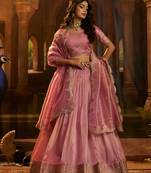 Elegant Pink Organza Embroidered Lehenga Choli with Art Silk Blouse