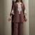 Coffee embroidered cotton blend co-ord set