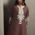 Coffee embroidered cotton blend co-ord set